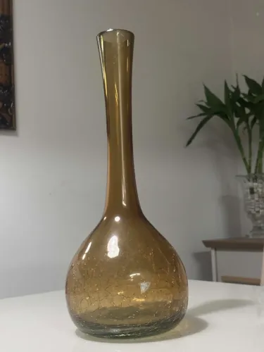 Vaso de Vidro Decorativo Soliflor com Efeito Craquelado - 40 cm de altura