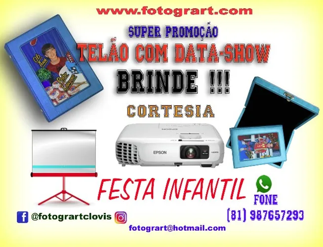 Fotografia Filmagem  Festa Infantil - Aluguel Projetor/Datashow Telão/Som/Microfone