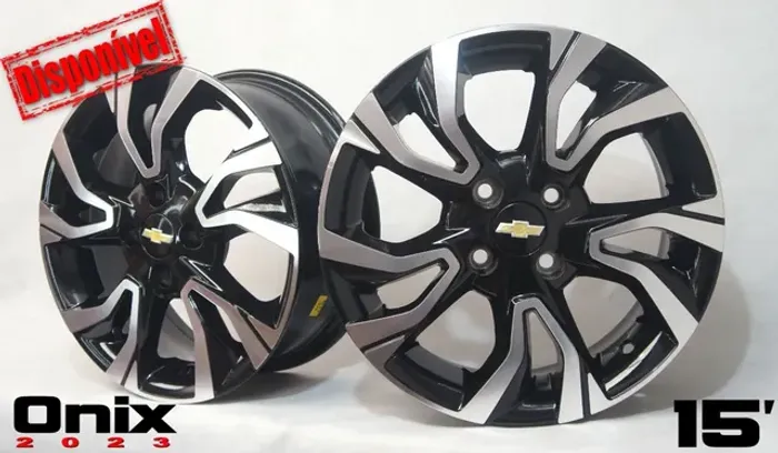 Roda aro 15 Chevrolet Onix 2023 preta com diamantado 4x100 jogo novo