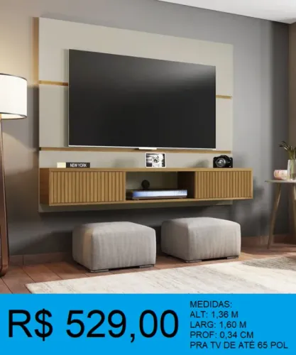 Painel com off white para até 65 Pol - Entrega gratis