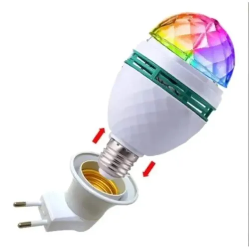 LÂMPADA ROTATIVA COLOR RGB 3W E27 LED (NA CAIXA)