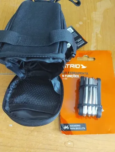 Kit Ferramenta Para Bike 9 Funções + Bolsa De Selim Atrio