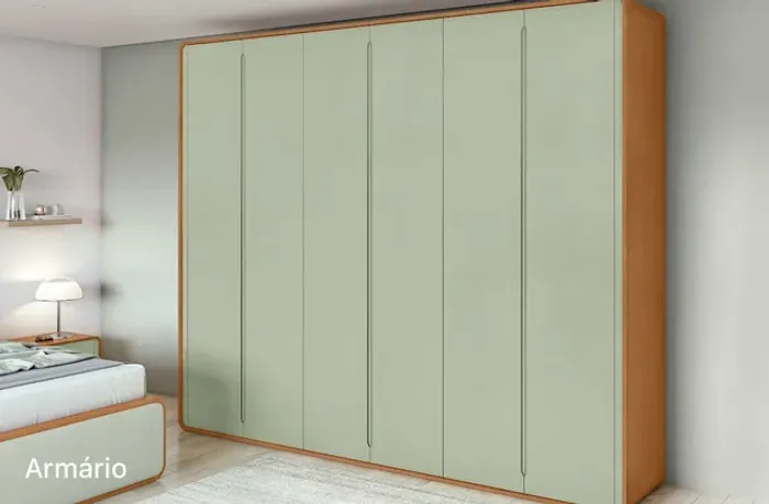 Guarda-roupa Casal 6 Portas Amendoa Clean/Salvia t54