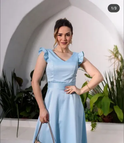 Vestido de cetim azul