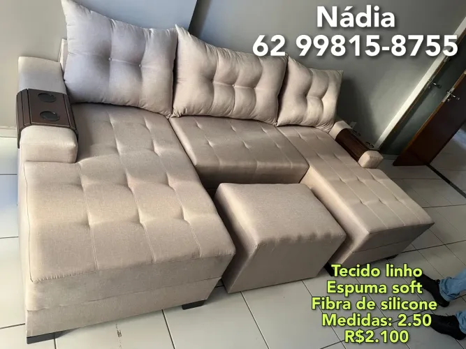 SOFÁ COM CHAISE DUPLA 