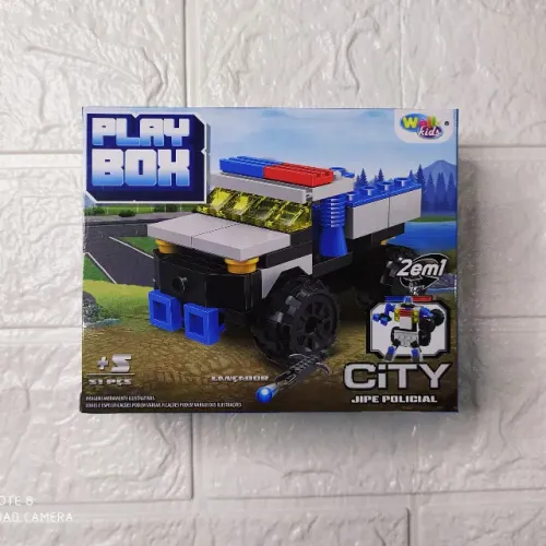 Bloco De Montar Veiculos Policia Wb7711 2em1 51pçs Play Box - Jipe Policial