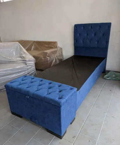 Base cabeceira e recamier azul