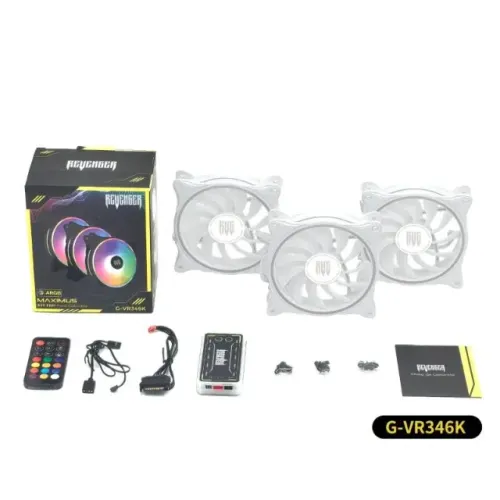 Kit 3 Fans para Gabinete ARGB G-Vr346K controlador hub controle remoto borracha anti-ruido