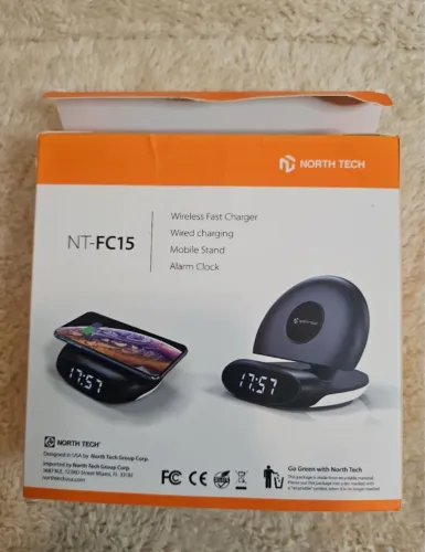 Carregador Wireless com Relógio e Suporte - North Tech
