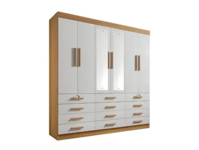 Guarda-Roupa Mônaco c/ espelho 6 portas e 12 gavetas l75