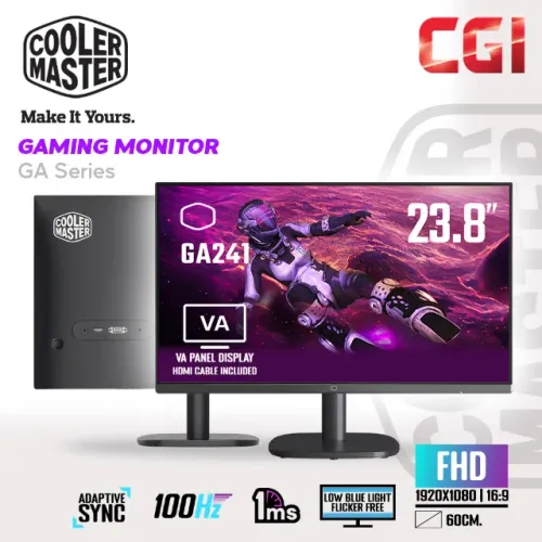 Monitor Cooler Master GA241, 23.8 Pol, Full HD, 100Hz, 1ms, VA, sRGB 95%, HDMI/VGA, Novo, 