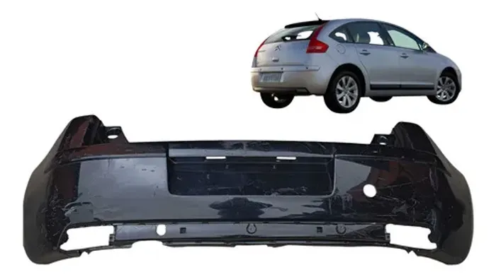 Grade Parachoque Traseiro Citroën C4 Hatch 2010 Original Preto Brilhante
