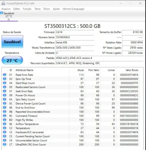 HD Seagate Video 3.5 - St3500312cs 500gb Usado