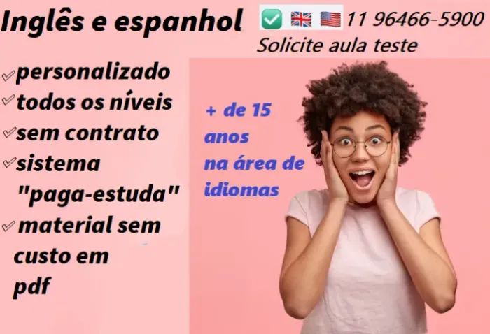 Aula de inglês professor particular Aula de espanhol professor particular