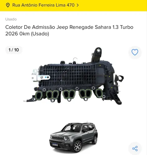 Coletor de Admissão Jeep Renegade Sahara 1.3 Turbo
