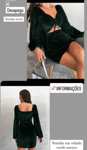 Vestido de veludo verde escuro