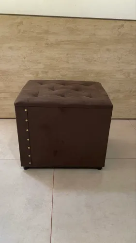 Puff Baú Organizador 45cm - Suede Marrom (Direto da Fábrica)