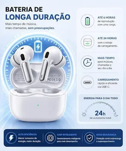 Fone de ouvido Bluetooth compatível com todo celular