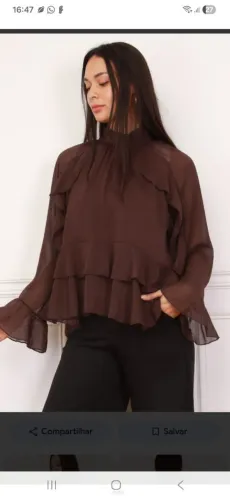 Blusa manga comprida estilosa
