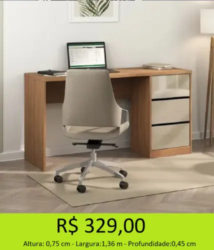 Escrivaninha 3 gavetas de alta qualidade - temos a pronta entrega 
