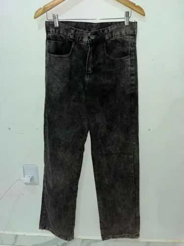Calça Jeans Reta Cinza Escuro