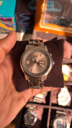 Relógio automático orient caseback de vidro
