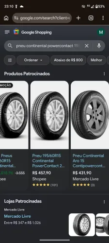 Vendo pneu continental power contact 195/60 r15