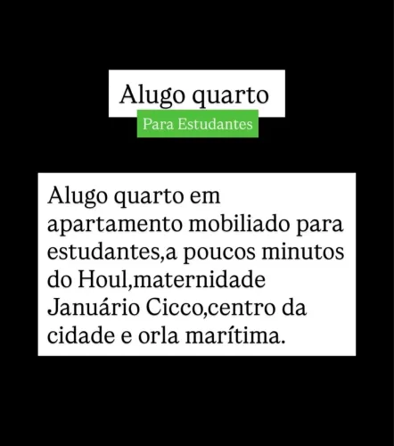 Alugo Quarto em Apartamento mobiliado