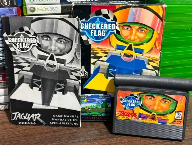 Jogo Checkered Flag Atari Jaguar Jogo Capa Manual Original