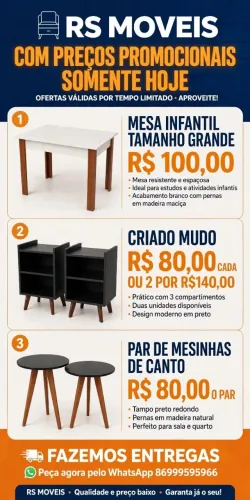 Vendo mesas e criado mudo valor promocional