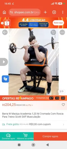 Barra W com vários pesos 