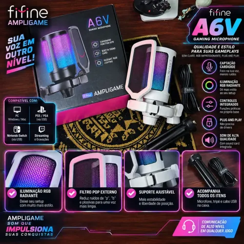 Microfone Condensador - Fifine A6V - Perfeito Estado