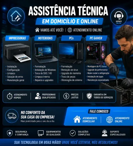 Técnico de Informática - Manutenção Formatação de PC e de Notebook a Domicilio em Salvador