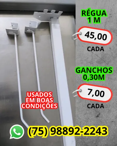 RÉGUA E GANCHOS PARA GÔNDOLAS