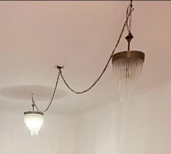 Lustre cascata de canudos em vidro 