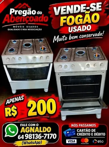Fogão de cinco bocas funcionando perfeitamente pregão do Abençoado