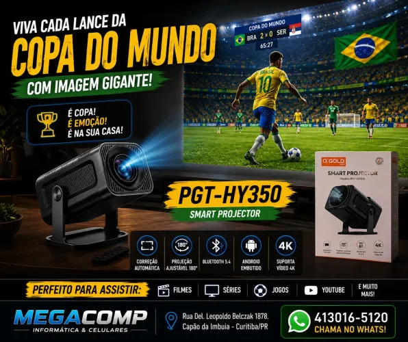 Projetor Smart Youtube Wi-Fi Android - Para assistir jogos da Copa
