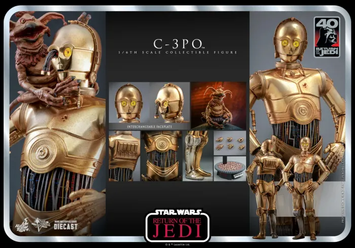 Hot Toys Star Wars C3PO Diecast Retorno de Jedi 40 anos