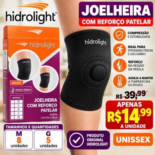 JOELHEIRA HIDROLIGHT COM REFORÇO PATELAR | R$ 14,99