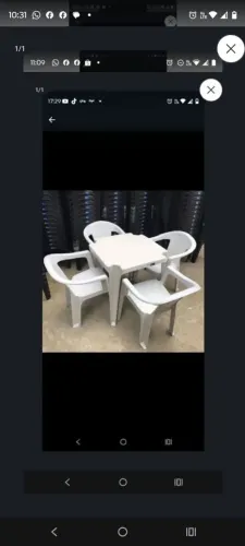 Conjunto de poltrona com quatro cadeiras, resistente a 183 kilos,nas cores branca e preta!