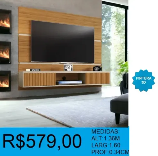 Painel para tv com pintura 3d - entrega gratuita!