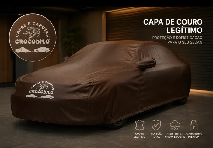 ACEITO PROPOSTAS - Capa para Carro Sedan em Couro Legítimo Marrom - Crocodilo