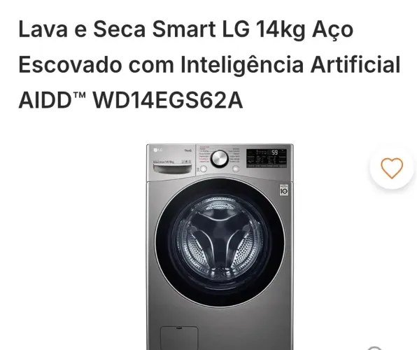 Máquina Lava e Seca 14 kg LG Inox 