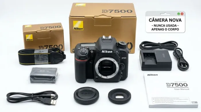 Câmera Nikon D7500 (Corpo) Nova, nunca usada!