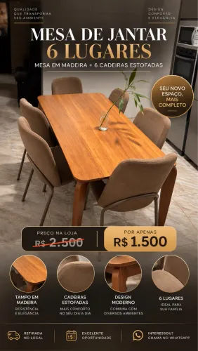 Mesa de jantar 6 lugares