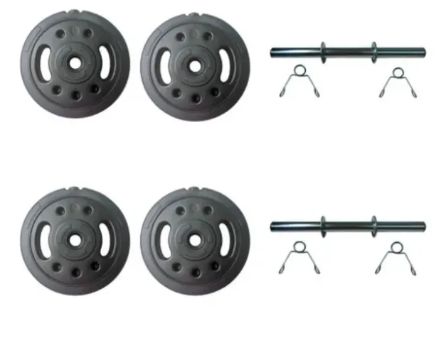 Kit Anilha de Polietileno 5kg x4 + duas barras de 40cm