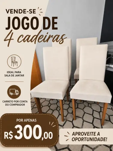 Vende Jogo com 4 cadeiras de Jantar 