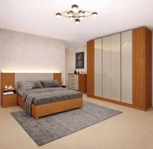 Conjunto Completo Quarto Casal Premium com Cabeceira e Cômoda