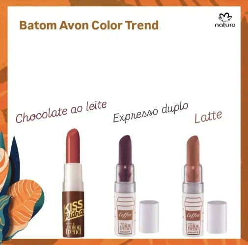 Batom Avon Color Trend - tons de marrom - Expresso duplo, chocolate ao leite, latte