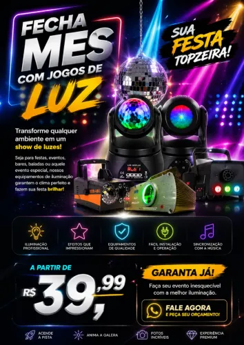 Aluguel / Locação . Jogo de Luz - Laser - Strobo - Fumaça - Multi raios Led etc